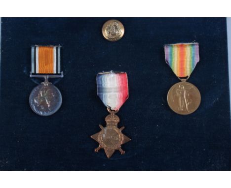 A WWI medal trio, awarded to 2378 PTE G R Monck Worcester Yeomanry, mounted on card 