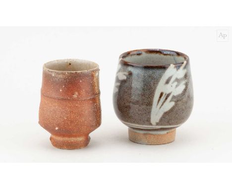 † PHIL ROGERS (1951-2020); a wood fired stoneware cup, impressed PR and C (for Culmington) marks, height 9cm, and a slightly 