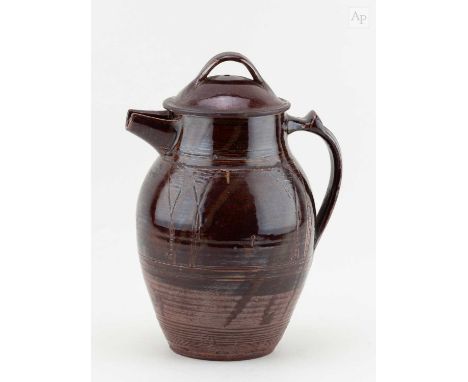 † MICHAEL CARDEW (1901-1983) for Wenford Bridge Pottery; a stoneware coffee pot partially covered in Meldon stone glaze with 