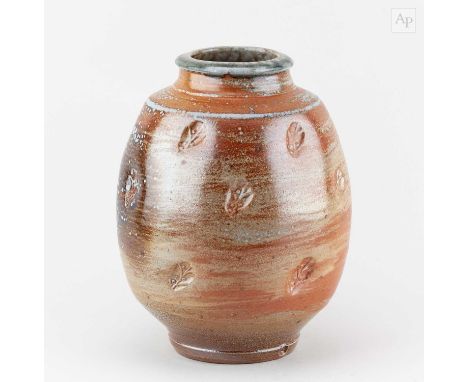 † PHIL ROGERS (1951-2020); a salt glazed bottle with impressed decoration, impressed PR mark, height 25.5cm.Condition Report: