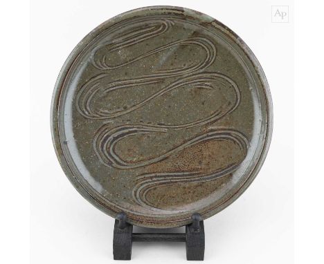 † MICHAEL CARDEW (1901-1983) for Wenford Bridge Pottery; a stoneware plate with meander decoration, impressed MC and pottery 