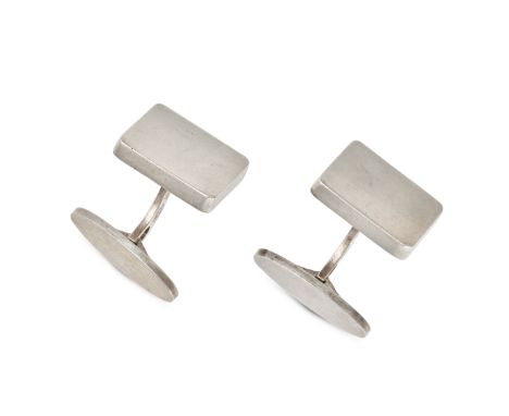 NO RESERVE - GEORG JENSEN, A PAIR OF VINTAGE SILVER CUFFLINKS design number 113, each comprising a cushion shaped face, post 