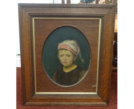 Early 20th century Italian School, oil on canvas, oval portrait, indistinctly signed and dated 1913, image approx 34cm x 26cm