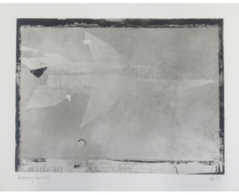Anthony Currell ( born 1942-), artist proof, etching 1975 'Plane'' signed in pencil, unframed, 56cm x 71cm overall, Similar w