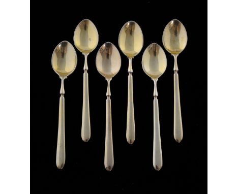 Matched set of six modern silver gilt coffee spoons, two different makers, Birmingham, 1969/71, 1.9oz, 59g,