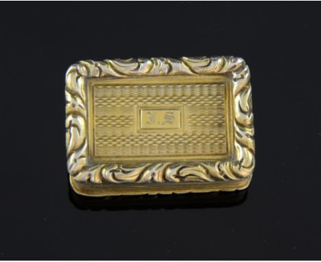 George IV silver gilt vinaigrette with scrolling and engine turned decoration, maker's mark 'TS', Birmingham, 1824,
