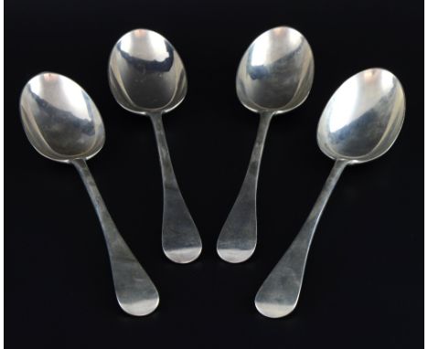 Set of four Victorian silver Old English pattern tablespoons, by Goldsmiths & Silversmiths Co., London, 1893, 10oz, 311g,
