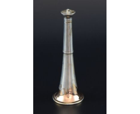 George V silver novelty table lighter of flared conical form, by Padgett & Braham Ltd., London, 1930, retailed by Abercrombie