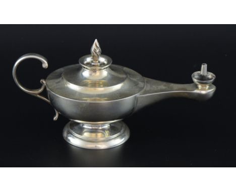 George V silver table lighter in the form of Aladdin's lamp, maker's mark rubbed, Birmingham, 1923,