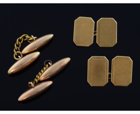 Two pairs of gold cufflinks. both stamped 9ct 