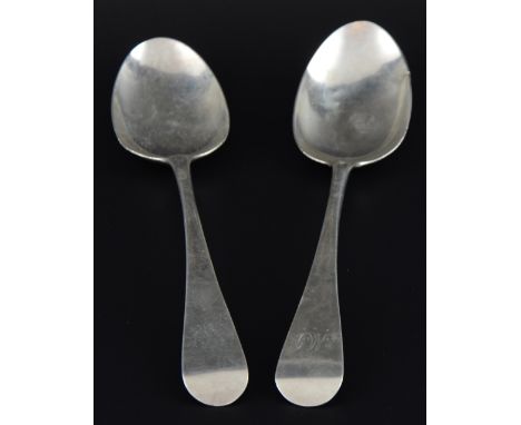 Pair of George III silver Old English pattern tablespoons by Hester Bateman, London, 1780, 4oz, 124g,