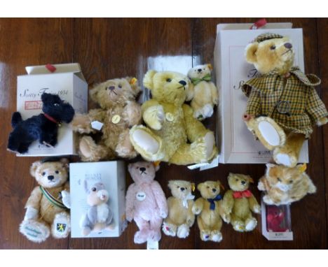 Collection of Steiff teddy bears, including Sherlock Holmes, 