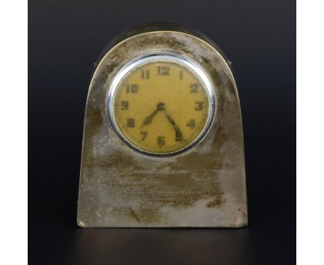George V silver cased alarm clock, by Lawrence Emanuel, Birmingham, 1923,