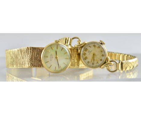 Two gold watches. Rotary gold ladies watch and an Omega watch with gold strap 