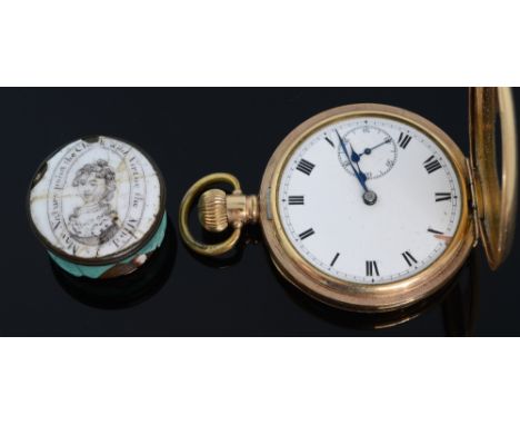 Gold plated pocket watch and Patch box 