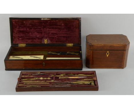 Early 20th century draftsman's set  by W & S Jones, Holborn London, brass and ivory instruments in a mahogany case  width 34c