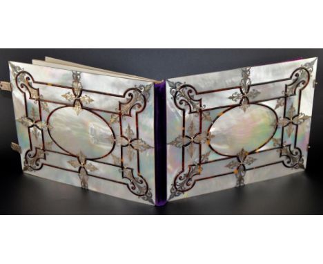 19th century mother of pearl tortoise-shell and white metal sketch pad by Jenner & Knewstub 33 St James Street London in leat