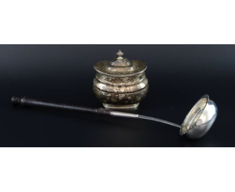 George III silver punch ladle with turned wood handle and a George V silver sugar bowl and cover by William Hutton & Sons Ltd