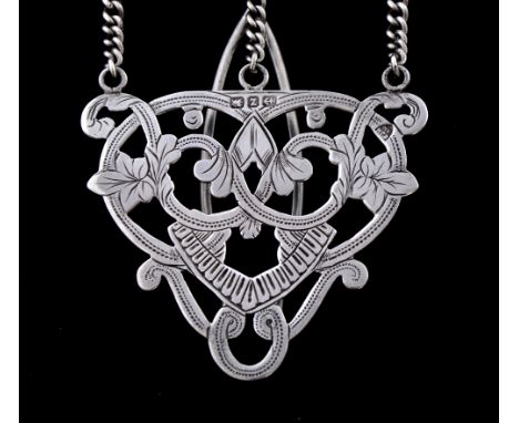 Victorian silver chatelaine with pierced and engraved decoration, by Haseler Brothers, Birmingham, 1899,