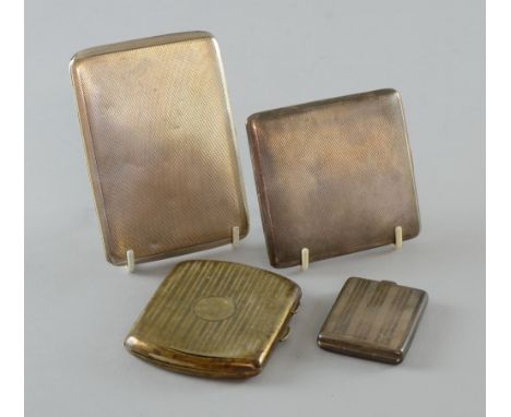 George VI silver cigarette case with engine turned decoration, London, 1937 and three others, 11.5oz, 357g,