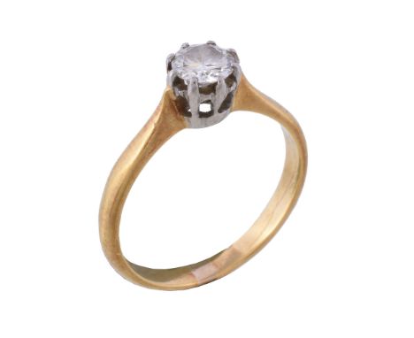  A single stone diamond ring  , the brilliant cut diamond in an eight claw setting, approximately 0.45 carats, stamped 18ct P
