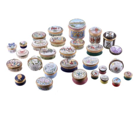  A collection of enamel boxes,   mainly mid to late 20th century, comprising: twenty three by Halcyon Days, including eleven 