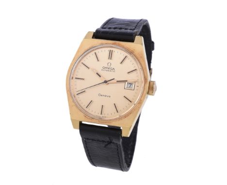  Omega, a gold plated wristwatch,   no. 1680118, circa 1975, automatic movement, 17 jewels, cal. 1480, no. 35026646, champagn