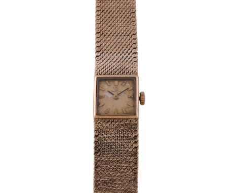  Omega, a lady's 9 carat gold bracelet wristwatch,   no. 7115690, hallmarked London 1966, manual wind movement, 17 jewels, ca