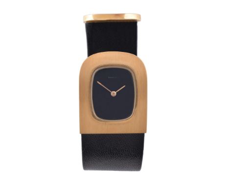  Tiffany  &  Co., ref. 75739, an 18 carat gold wristwatch,   Ebel manual wind movement, 17 jewels, cal. 067X ETA 2412, black 