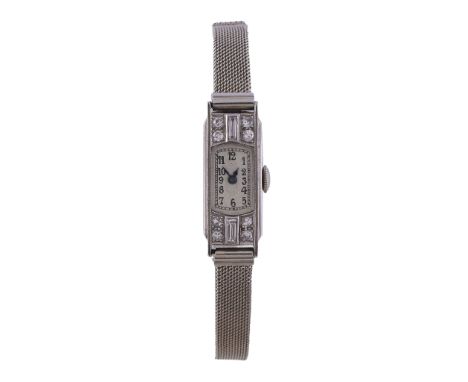  A lady's diamond set cocktail watch,   circa 1920, manual wind movement, cal. 161, no. 20496, silvered dial, Arabic numerals