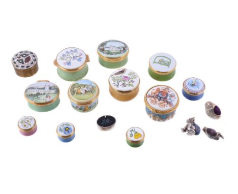  A collection of objects,   comprising: three silver miniature novelty pin cushions, London 1994 and 1997 (2), of a duck, a c
