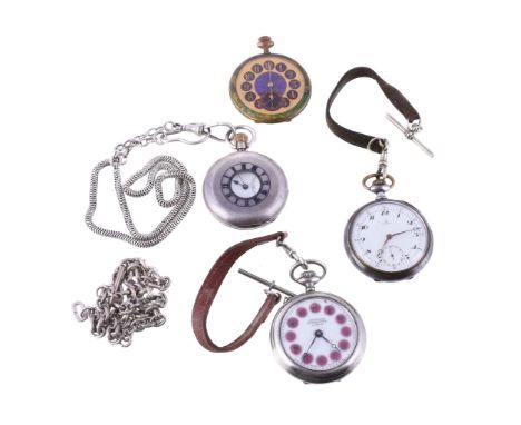  Omega, a white metal keyless wind open face pocket watch,    no. 6137812, lever movement, bimetallic split balance, overcoil