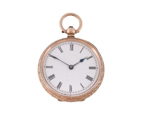  A Swiss 14 carat gold open face pocket watch,   no. 1227229, circa 1880, three quarter plate cylinder movement, three armed 