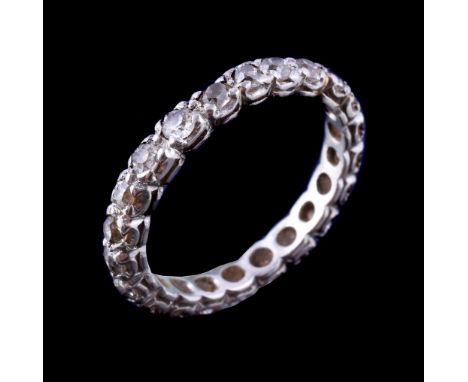  A diamond eternity ring,   set throughout with old brilliant cut diamonds, approximately 0.80 carats total, finger size R 
