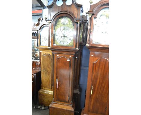Joseph Quarman Templecloud, a George III long case clock with arched brass and silvered dial with pierced spandrels and subsi