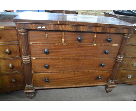 A Victorian mahogany Scotch type chest over three short drawers over three long drawers with column type side decoration, 137