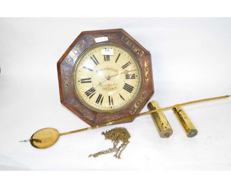 Ketterer, Curie &amp; Co, Crosshore Street, Greenock, a wall mounted twin weight alarm clock set in an octagonal case with br