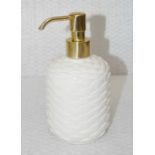1 x VILLARI 'Peacock' Luxury Soap Dispenser In White And Gold - Dimensions: 17cm x 7cm approx - Made