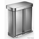 1 x SIMPLEHUMAN Dual Compartment Recycling Pedal Bin In Stainless Steel - Original Price £189.95