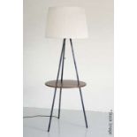 1 x TERENCE CONRAN / BENCHMARK 'Leading Light' Solid Oak Designer Lamp With Ruched Shade