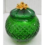 1 x BALDI 'Home Jewels' Italian Hand-crafted Artisan Crystal Coccinella Box In Green