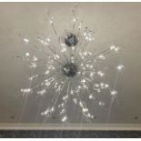 1 x Designer SPUKNIK Suspended CHANDELIER With CHROME Finish and LED LIGHTS - Approx Size 2m x 2m