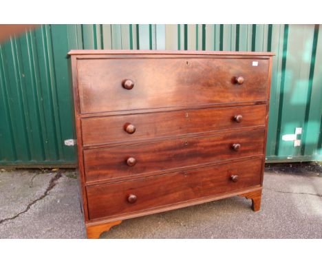 A 19th Century mahogany secretaire chest of drawers on cut bracket feet