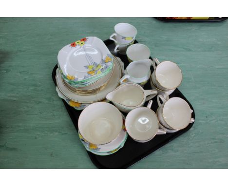 A part Crown Devon Fieldings tea set together with a part Bell china tea set