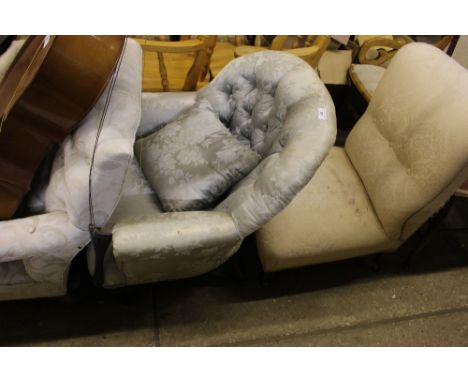 A late Victorian upholstered and button back nursing chair