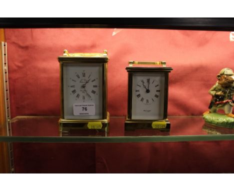 A L'Epee brass cased carriage clock together with a Stephenson's of Aldeburgh brass cased carriage clock