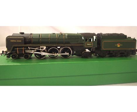 Hornby Britannia Class, refinished 70035, Rudyard Kipling, Green, Late Crest, detailed, in good condition, storage wear to bo