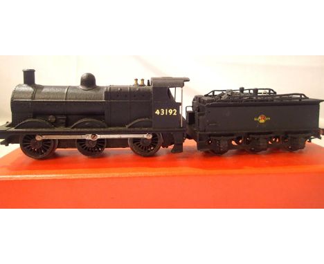 Triang Class 4F and tender, refinished Black, 43192, Late Crest, detailed, in good condition, storage wear to box. P&amp;P Gr