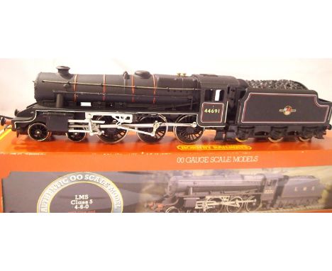 Hornby Class 5, renumber 44691, Black, Late Crest, in very good condition, box fair. P&amp;P Group 1 (£14+VAT for the first l