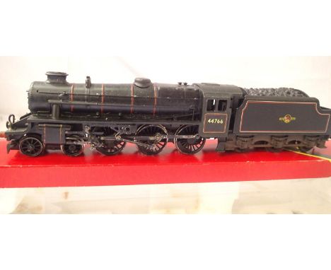 Hornby Class 5, renumber 44766, Black, Late Crest, weathered, detailed, in good condition, box poor. P&amp;P Group 1 (£14+VAT